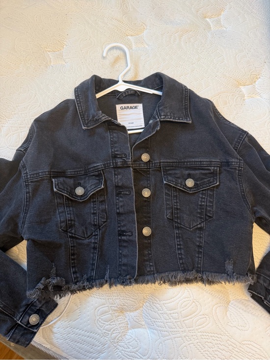 Garage Jackets & Blazers - Garage Black Cropped Distressed Denim Jacket